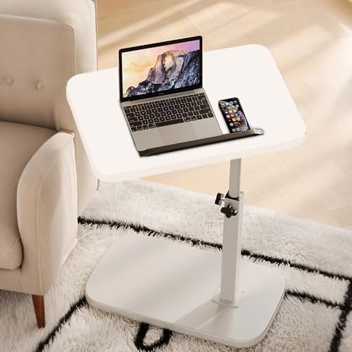 Home Side Tables for Small Spaces，Adjustable by Lifting and Flipping Sofa Side Table Small Coffee Table Anti-Rust Waterproof, End Tables for Living Room Bedroom Balcony Office (New Beige)