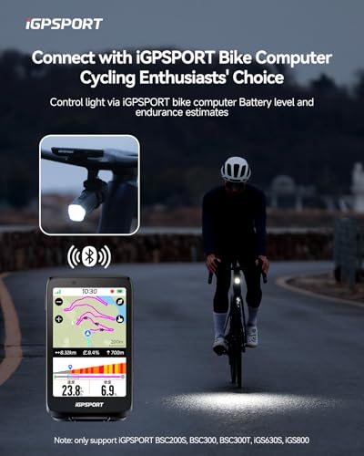 Image of iGPSPORT Smart Bike Light, 500 /800 /1200 /1800 Lumens Bright Bicycle Headlight for Night Riding Cycling Rechargeable Waterproof