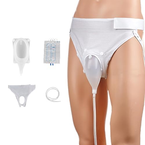 Urinals for Men – Wearable External Condom Catheters for Elderly Age 80 Incontinence Male, Urine Collection System Nighttime Spill-Proof with 2 Urine Collection Bags – Men's Urinary Drainage Device