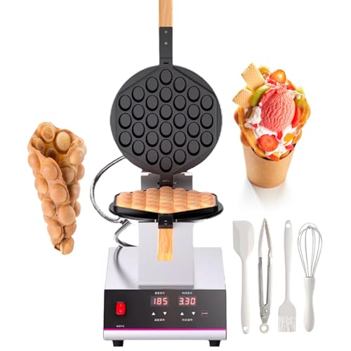 pealiritansemen Commercial Bubble Waffle Maker - Digital Dessert Station, 180° Rotating Egg Waffle Maker, Thickened Non-Stick Coating, With Digital Display, For Restaurant/Café/Dessert Shop