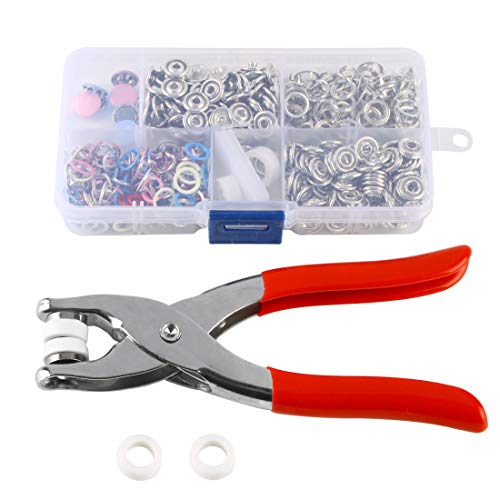 Larcele Kit de Cierre Rápido Con Alica, 5 Colores 110 Sets Metal Botón de Anillo de Diente Para Ropa Bricolaje NKSYQ-01