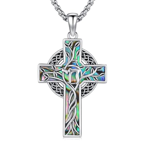 Cross Necklace 925 Sterling Silver Cross Pendant Crucifix Necklace Christian Jewelry Gifts for Men Women
