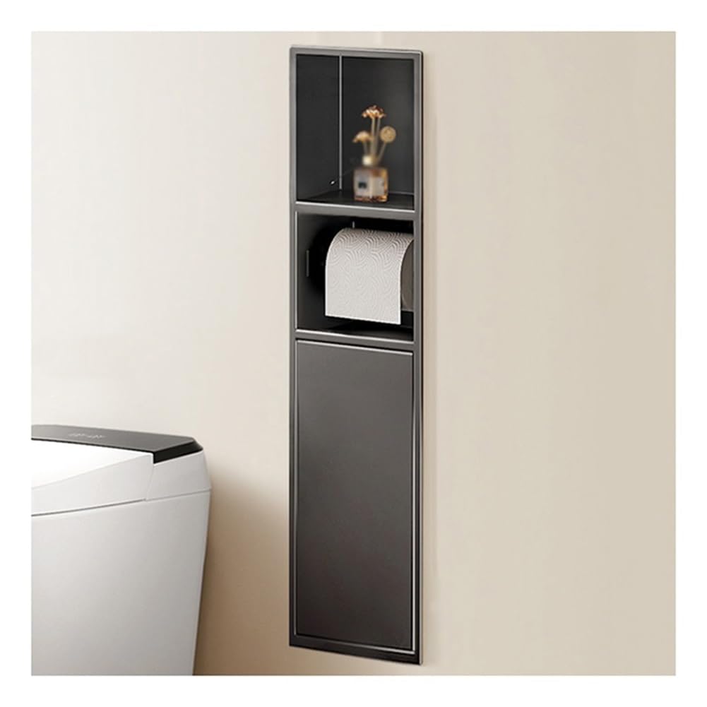 QUSYZD Modern Stainless Steel Shower Niche with Double Shelves and Trash Can Recessed Wall Niche for Bathroom Storage No Tile Needed,Grey-60x28x13.5cm,Gray-80x18x12.5cm