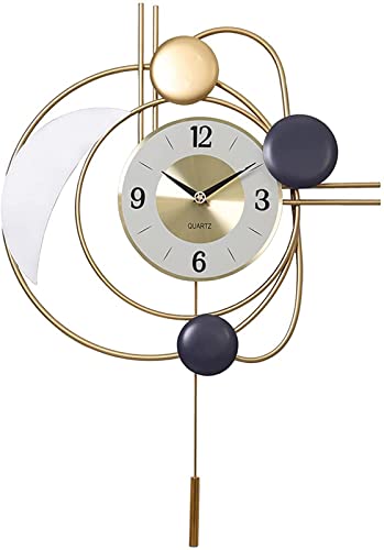 KFETCN Reloj de Pared Reloj de Pared Moderno con péndulo, silencioso, sin tictac, Relojes de Pared Decorativos, Moderno, Creativo, Ligero, Reloj de Pared de Lujo para Sala de Estar, Dormitorio, COC