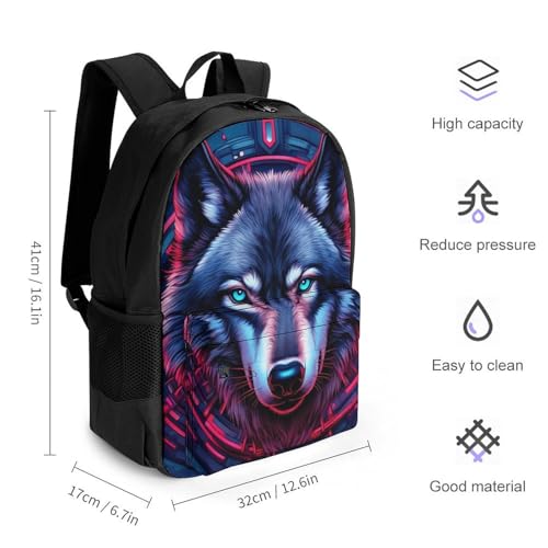 Supdreamc Lightweight Rucksack for Sports Travel Running - Big Capacity Multipurpose Anti-Theft Bookbag, Abstract Mechanical Wolf Art Travel and Sport Backpack Rucksack2