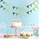 G2PLUS Stoff Wimpelkette mit Quasten, Stoff Wimpelkette Kinderzimmer Grün, 2.8M Stoffgirlande mit 12 STK Wimpel, Wimpelkette Musselin Beidseitig für Kinderzimmer, Geburtstag, Party