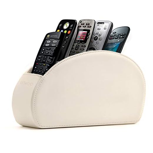 Londo Range Télécommandes à 5 Compartiments - DVD, Blu-Ray, TV, Chaîne Hi-FI, Roku ou Apple TV - Cuir avec Doublure Suédée - Faible Encombrement pour Séjour ou Chambre (Blanc)