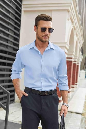 Image of COOFANDY Mens Stretch Dress Shirts Long Sleeve Button Down Shirt Regular Fit Formal Business Shirts