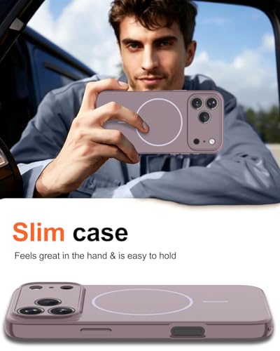 Image of Magnetic for iPhone 17 Pro Max Case,Shockproof Matte Cover,Lavender Purple | with Screen Protector,Compatible with MagSafe,Military Grade Drop Protection,Full Camera Protection,Non-Slip Design Case