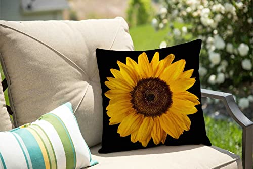 Sunflower Decorations Pillow Cover Blossom Black And Yellow Farmhouse Decor Throw Pillow Cases Cushion Cover 18 X 18 Inch Home Decoration #TOP2