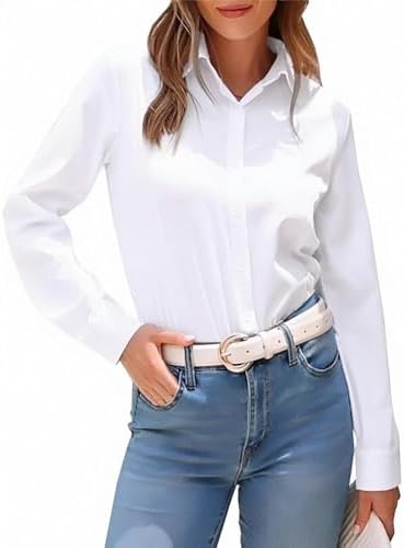 jonivey Womens Long Sleeve Button Down Stretch Dress Shirt Soft W...