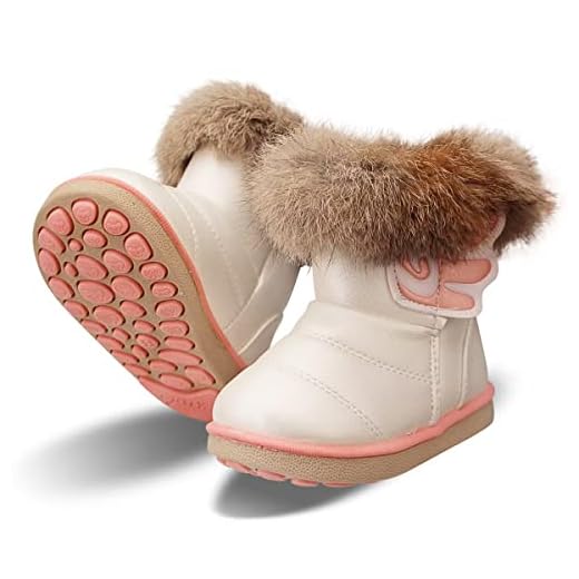 Hoylson barn stövlar flicka vinter stövel värmare fodrade snökängor baby boots, - Vit 1 - 24 EU