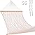 Lazy Daze Hammocks 12FT Double Rope Hammocks, 2 Person Hand Woven Cotton Hammock with Spreader Bar for Outdoor, Indoor, Patio, Poolside, FIT 13-15 Foot Stand, Max 450 Lbs, Natural, 141 x 57 inches