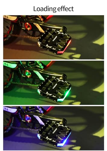 Monkey Home Smart Bike Pedals with LED Lights, Auto On-Off, 3 Colours, 7 Modes, USB Rechargeable, Waterproof, Flat Aluminium with 9/16in Steel Spindle, for e-Bike, City, Commuter, Hybrid, Road