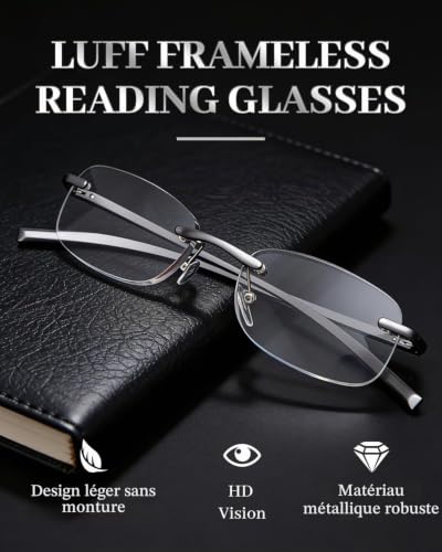 LUFF Lunettes De Lecture Sans Cadre Nouveau Rétro Métal À Ressort Charnière HD Lunettes De Lecture – vue 2