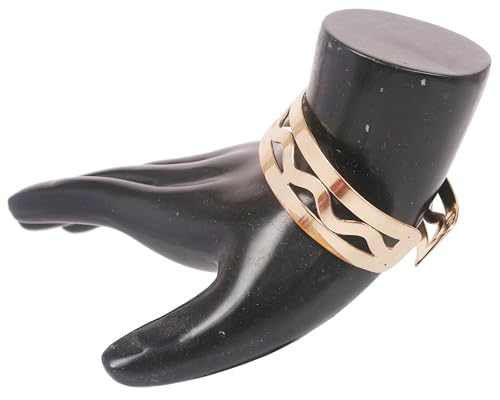 Image of Touchstone Indian Bollywood Desire Brass Base Exotic Workmanship Free Size Cuff Bracelet in Antique Gold Or White Or Copper Tone for Women.