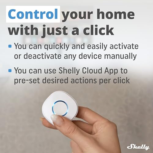 Shelly Button 1 x WiFi cihazı, çok yönlü, şarj edilebilir lityum pil, otomasyon oluşturmak için, Ama