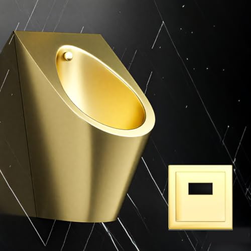 KUSOLE 304 Stainless Steel Automatic Sensor Urinal for Men, Wall-Mounted, High Efficiency and Energy Saving, Suitable for All Types of Public Toilets Gold