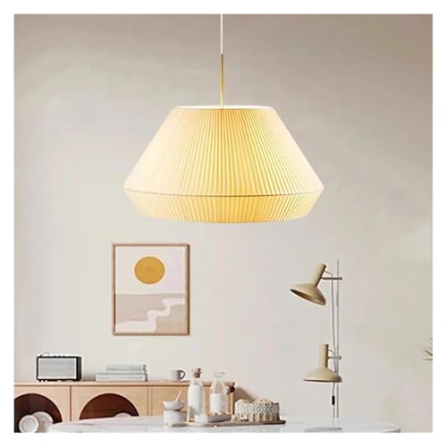 Lustre en tissu plissé beige D50cm pour illuminer vos dîners en salle à manger