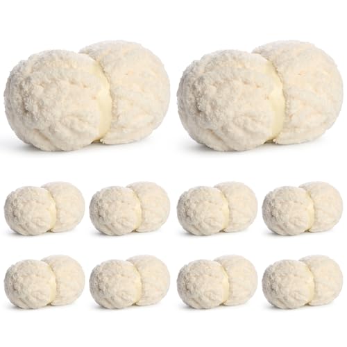 Image of 10 Pack of Jumbo Chunky Yarn for Hand Knitting,10# Super Bulky-Fluffy Chenille Yarn, 220 yds /70.5 oz Soft Thick Yarn for Crocheting Chunky Knit Throw Blankets.(Milky White)