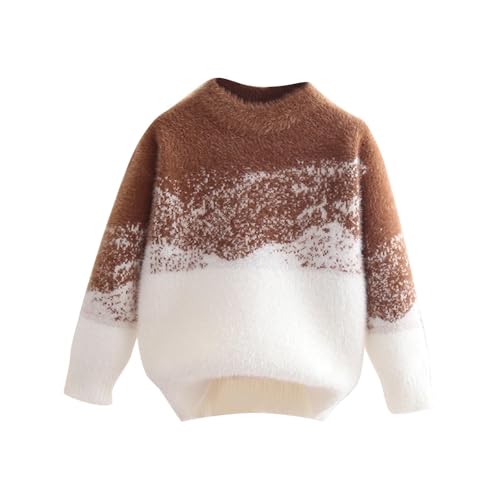 XINYUNZU Pullover Kinder Kuschelpullover Warm Strickpullover Rundhals Cute Sweater Oberteile Langarm Mode Kinderkleidung Kuschel Pulli für Mädchen und Jungen Herbst Winter Brown 11 Jahre