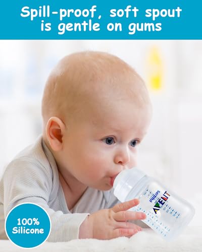 Sippy Cup Nipples for Philips Avent Anti-Colic Baby Bottles, Soft 100% Silicone Sippy Spout Nipples, Variable Flow, 6m+, 4 Count