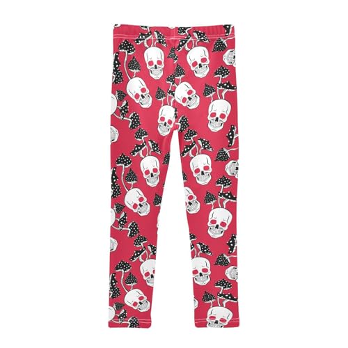 Skull and Mushroom Girls Leggings,Workout Leggings for Girls Toddler Athletic Leggings Size for 3-10T2