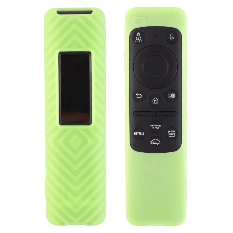 Image of Silicone TV Remote Cover Compatible with Samsung Smart TV Remote 2023 BN59-01432G BN59-01432A (Samsung Smart TV 2023 Model Solar Remote Cover - Style 3, Luminiscent Green)