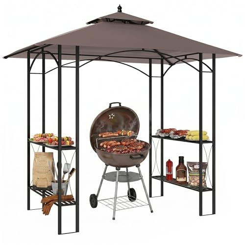 Image of Outsunny 2.5 x 1.5m BBQ Tent Canopy Patio Outdoor Awning Gazebo Party Sun Shelter - Coffee