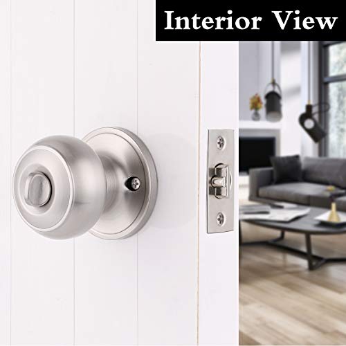 Gobrico Round Keyed-Alike Exterior Door Hardware Entrance Locksets Door Knobs, Satin Nickel, 3Pack, Stainless Steel #TOP2