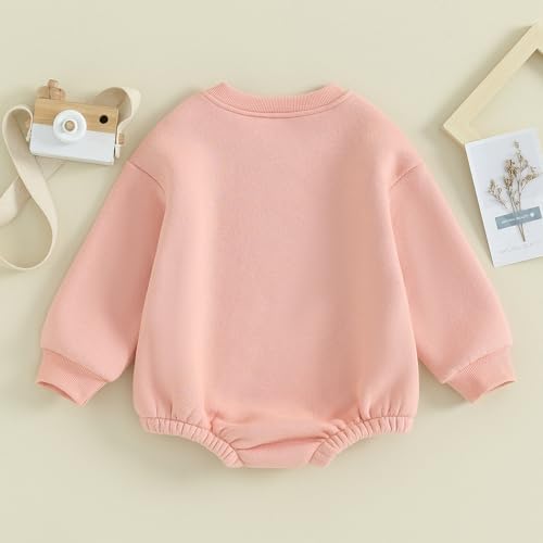 Newborn Baby Boy Girl Clothes Fleece Sweatshirt Bubble Romper Solid Oversized Thick Sweater Romper Winter Clothes3