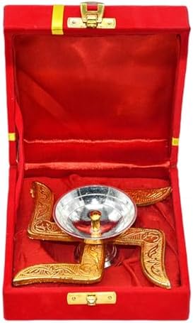 Saugat Traders Diwali Corporate Gift - Swastik Diya with Velvet Gift Box for Client, Office Employees, Friends Home Decor - Puja Spiritual Return Gift Set