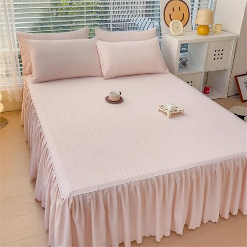 Literie douce et confortable : jupe de lit rose 120x200cm