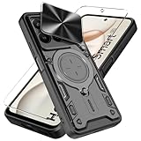 XRCS for Honor 400 Smart 5G Case with Screen Protector & Slide Camera Cover & Kickstand, [Military-Grade] Heavy Duty Rugged Phone Protective Cover Case (Black)