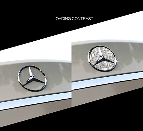 Boobo MBBR01 Ice Out Rear Trunk Badge Bling Insert Emblem with Genuine Austrian Crystal for Mercedes Benz New E 2016-2018(Chrome Silver)
