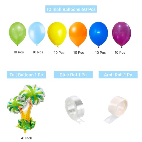 Image of Party Propz Summer Theme Decoration - 63 Pcs Birthday Balloons | Pool Party Items | Metallic Balloons | Summer Party Decor