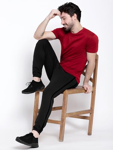 Image of BEYOUNG Cotton Regular Fit Plain T-Shirt for Men | Flexible Round Neck | Casual T-Shirt | Solid T-Shirt | Half-Sleeves | Stylish T-Shirt