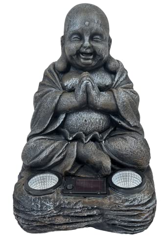 HH Home Hut Solar Garden Sitting Buddha Ornament Stone Zen E