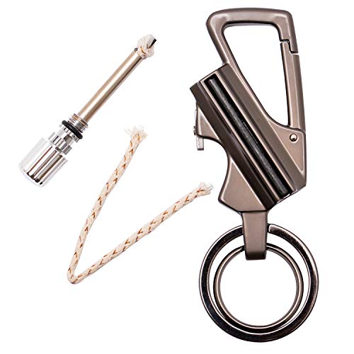 Survive Permanent Match Bottle Opener Metal Keychain, Reusable Survival Fire Starter Lighter, Emergency Waterproof Striker Stick Kit (Charcoal) #TOP2