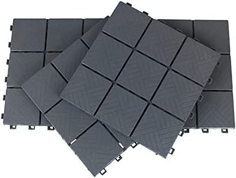 Ram© Grey Garden Interlocking Heavy Duty Garden Tiles Path Decking for Deck Lawn Garden x 5