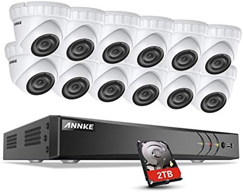 ANNKE 3-Megapixel (1920x1536P) Outdoor Security Camera System 16CH 4K DVR Recorder with 2TB Hard Drive(DVR Storage) and (12) 3MP Weatherproof Surveillance Cameras,Metal Housing