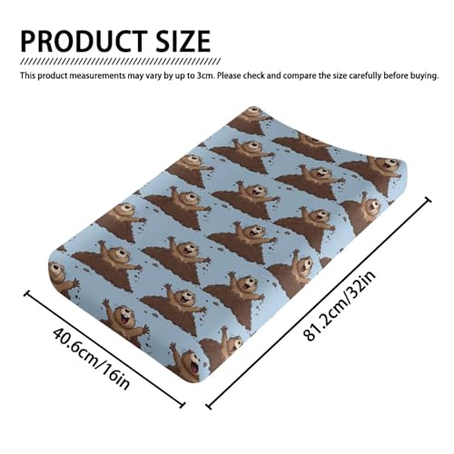 Image of Marmot Cute Changing Pad Cover for Baby Girls Boys Change Table Covers Diaper Changing Mat Sheets Cover Soft Breathable Blue
