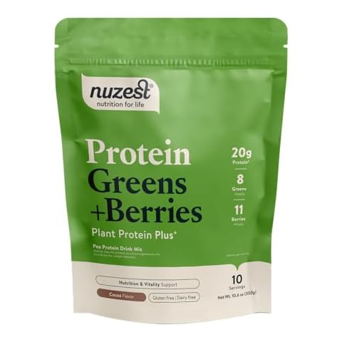 Nuzest – Protein Greens + Berries – Superfood Powder – Plant Protein Blend - 300g / 10.6 oz Pouch (10 Servings) (Cocoa, 300g) Cover