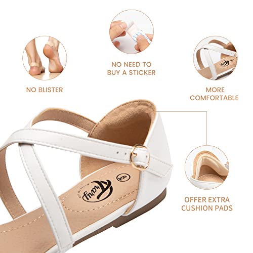 Trary White Dress Shoes For Women, Womens Dress Shoes, Flats For Women Dressy Comfortable, Pointed Toe Flats Women, Wedding Flats, Ballet Flats With Straps,Bride Shoes For Wedding-Womens Flats Size 9 #TOP2