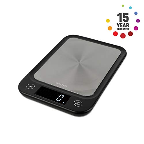 Salter Digital Kitchen Scales, Electronic Food Scale, Ultra Slim Design, Accurate Weighing Home Cooking + Baking, Metric Gram + Imperial, Liquids ml/fl oz, Easy Read LCD, Batteries – 15 Yr Guarantee