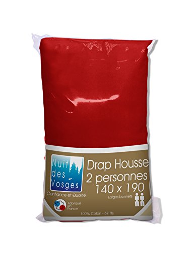 Nuit des Vosges 2100921 Cotoval Drap Housse Uni Coton Bordeaux 140 x 190 cm