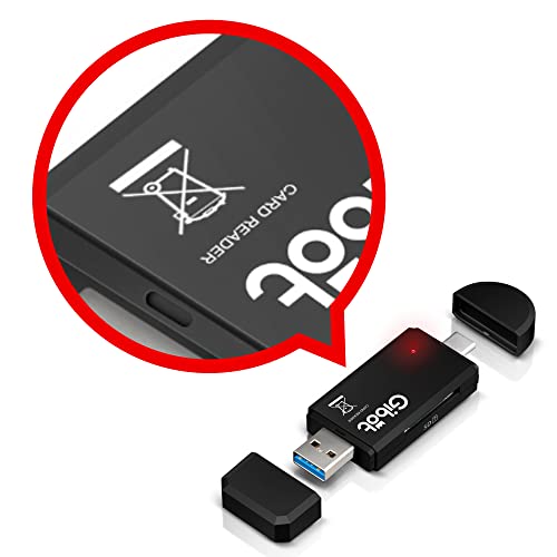 Gibot 3.0 USB Type C Lecteur de Carte SD Adaptateur USB 3.0 Lecteur de Carte mémoire pour SDXC, MMC, Micro SD, Carte Micro SDHC pour Android, Macbook et PC Portable