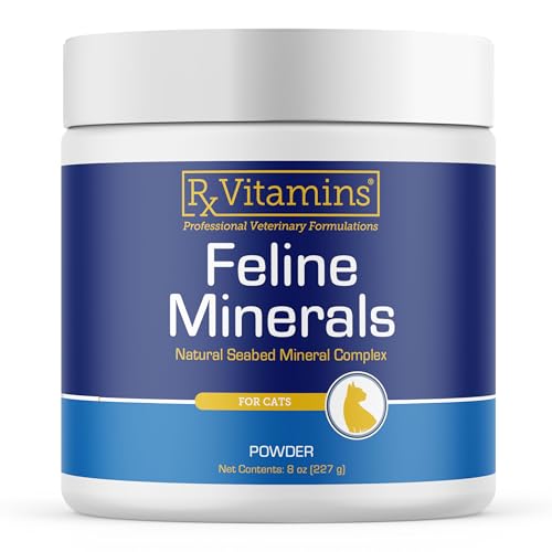 Rx Vitamins Feline Minerals - Taurine for Cat Heart Health - Calcium for Joint Supplement - Immune Support for Cats with Magnesium & Potassium - Skin and Coat Supplement - 8oz