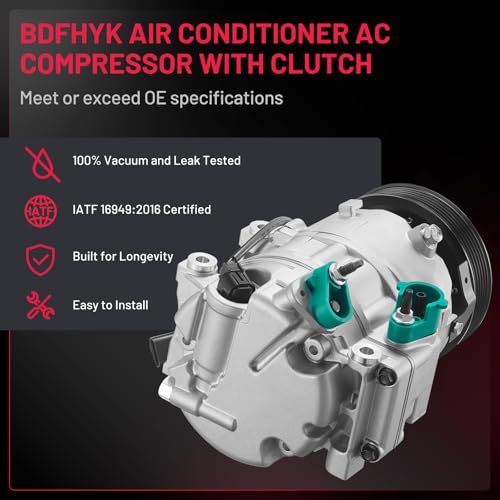 BDFHYK Air Conditioning A/C Compressor 198377 Compatible with Hyundai Santa Fe Sport 2013-2018 L4 2.0L/ L4 2.4L, Compatible with Kia Sorento 2011-2015 L4 2.4L