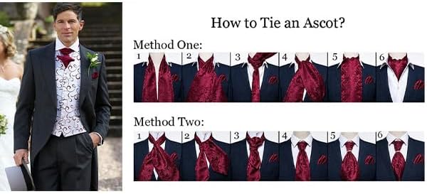 HISDERN Ascot Ties for Men Paisley Cravat Tie and Pocket Square Set Floral Mens Ascot Scarf Handkerchief Wedding Party - Image 7